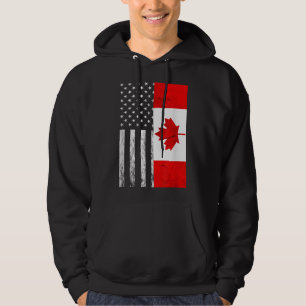 USA American Canadian Vintage Flag Canadian Roots Hoodie