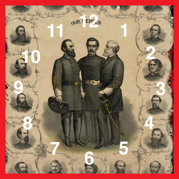 Usa American Civil War Heroes Southern Generals Square Wall Clock by Anarchasm at Zazzle