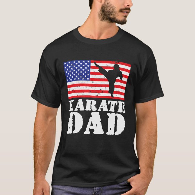 Usa American Distressed Flag Karate Dad Men For Hi T-Shirt (Front)