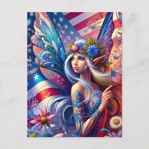 USA American Fairy Postcard