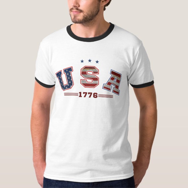 USA American Flag 1776  4th Of July Veterans Day T-Shirt (Front)