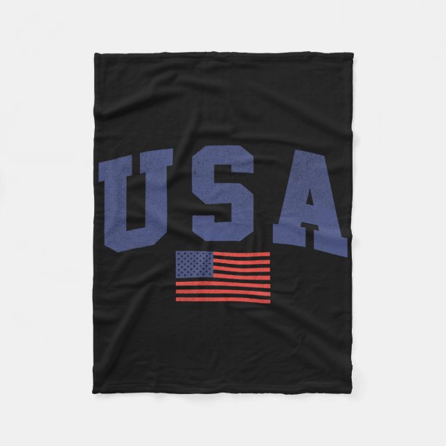 Usa American Flag 4th Of July Americana Bold Blue  Fleece Blanket (Front)