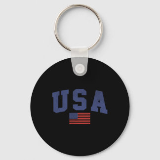 Usa American Flag 4th Of July Americana Bold Blue Keychain