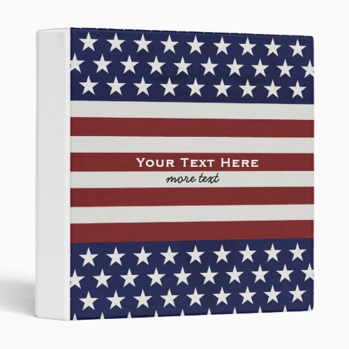 USA American Flag 4th of July Personalized Custom 3 Ring Binder