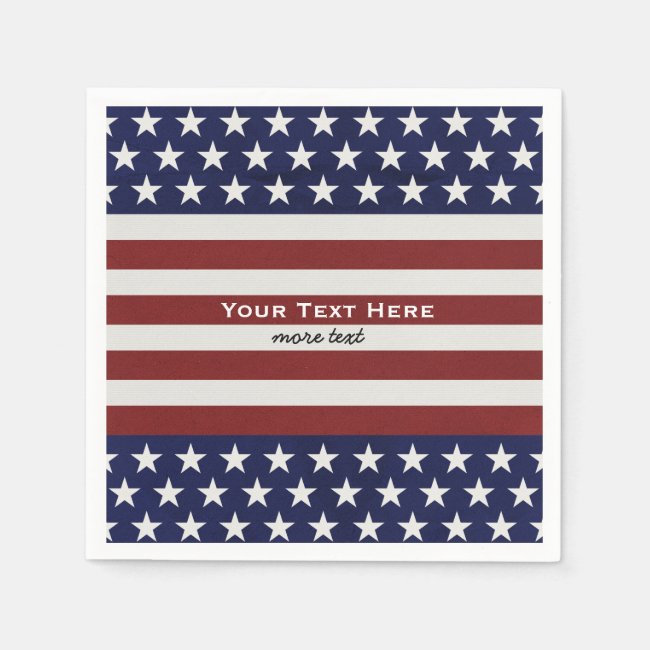 USA American Flag 4th of July Personalized Custom Paper Napkin