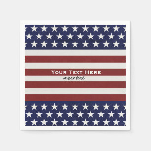 USA American Flag 4th of July Personalized Custom Paper Napkins