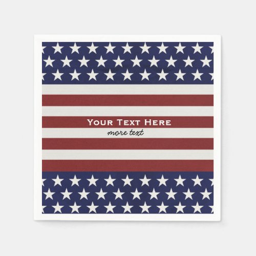 USA American Flag 4th of July Personalized Custom Paper Napkins