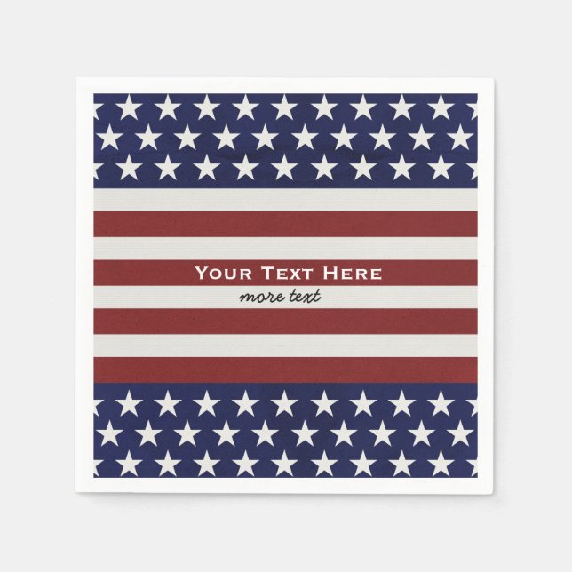 USA American Flag 4th of July Personalized Custom Paper Napkins (Front)