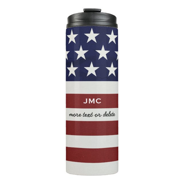 USA American Flag 4th of July Personalized Custom Thermal Tumbler (Front)