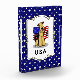 USA American Flag Airedale Terrier Dog - Cute Acrylic Award