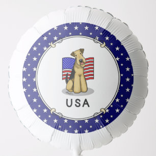 USA American Flag Airedale Terrier Dog - Cute Balloon