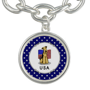 USA American Flag Airedale Terrier Dog - Cute Bracelet