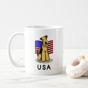 USA American Flag Airedale Terrier Dog - Cute Coffee Mug