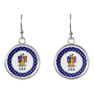 USA American Flag Airedale Terrier Dog - Cute Earrings