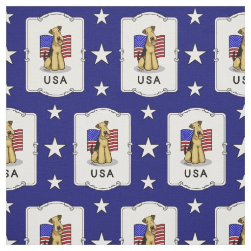 USA American Flag Airedale Terrier Dog - Cute Fabric