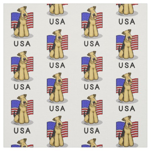USA American Flag Airedale Terrier Dog - Cute Fabric