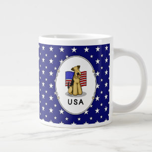 USA American Flag Airedale Terrier Dog - Cute Giant Coffee Mug