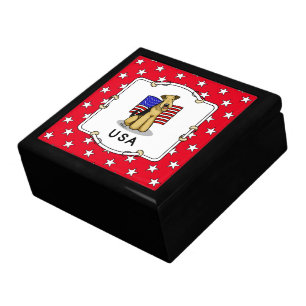 USA American Flag Airedale Terrier Dog - Cute Gift Box