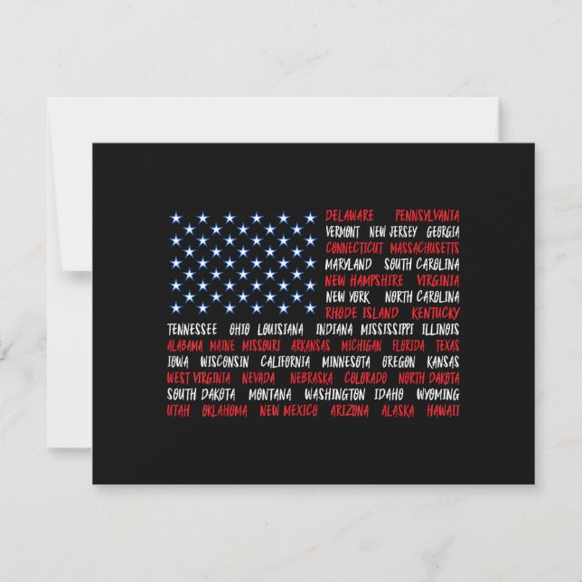 USA American Flag All 50 State Names (Front)