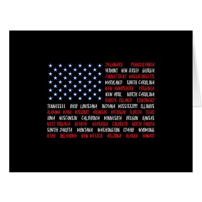 USA American Flag All 50 State Names (Front Horizontal)