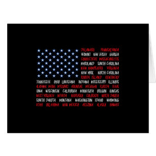 USA American Flag All 50 State Names Cards