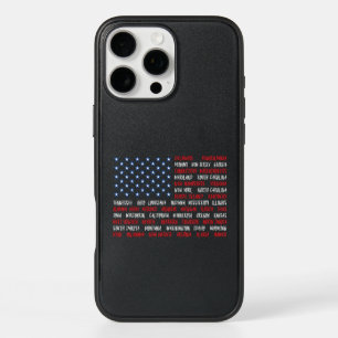 USA American Flag All 50 State Names iPhone 16 Pro Max Case