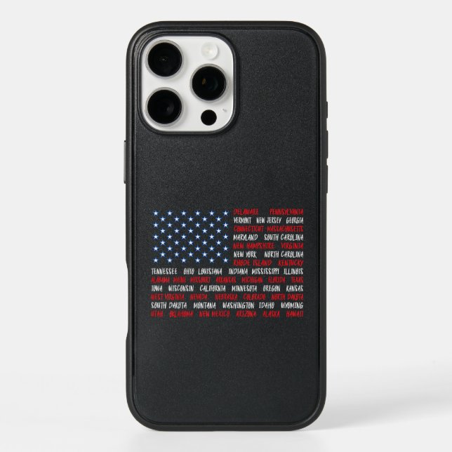 USA American Flag All 50 State Names Otterbox iPhone Case (Back)