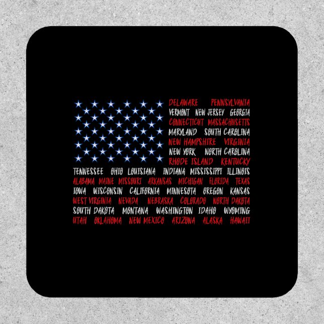 USA American Flag All 50 State Names Patch (Front)