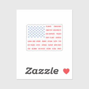 USA American Flag All 50 State Names Sticker