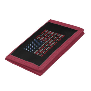 USA American Flag All 50 State Names Tri-fold Wallet