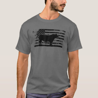 USA American Flag - America Cow Black Angus Ranche T-Shirt
