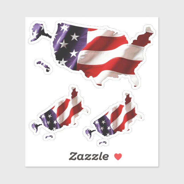 USA - American Flag and Country Sticker (Sheet)