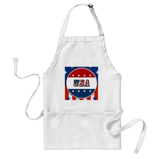 USA - American Flag and Stars in Circle #2 Adult Apron (Front)