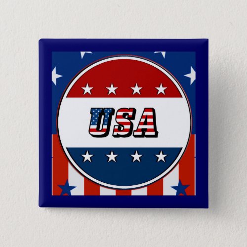 USA _ American Flag and Stars in Circle 2 Button