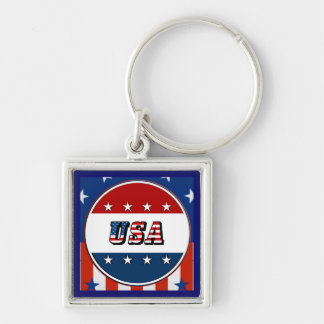 USA - American Flag and Stars in Circle #2 Keychain