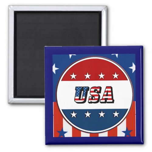 USA _ American Flag and Stars in Circle 2 Magnet