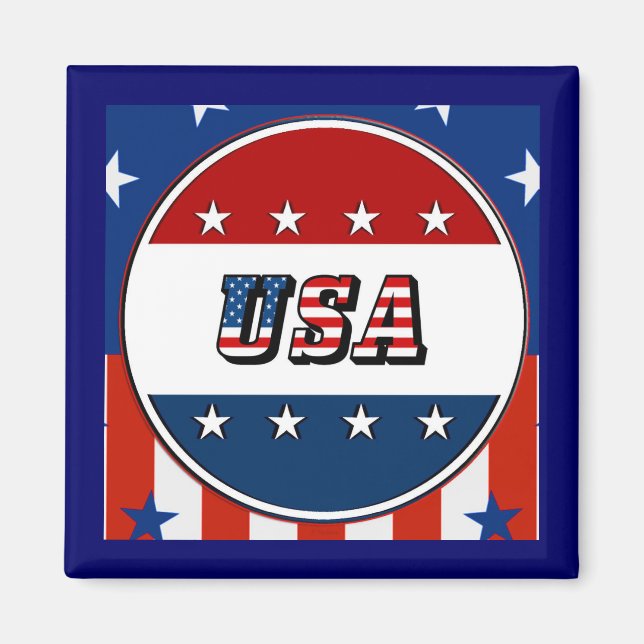 USA - American Flag and Stars in Circle #2 Magnet (Front)