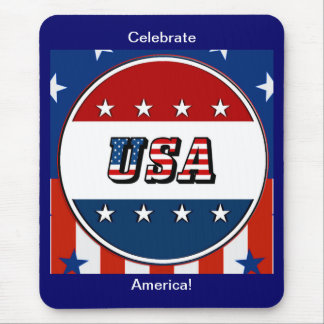 USA - American Flag and Stars in Circle #2 Mouse Pad