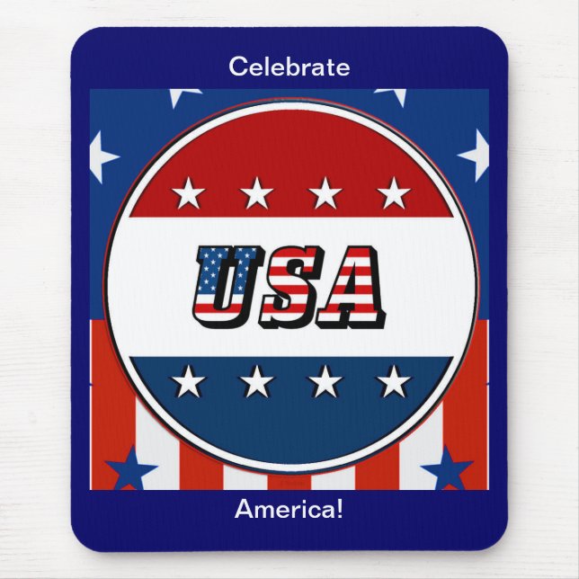 USA - American Flag and Stars in Circle #2 Mouse Pad (Front)