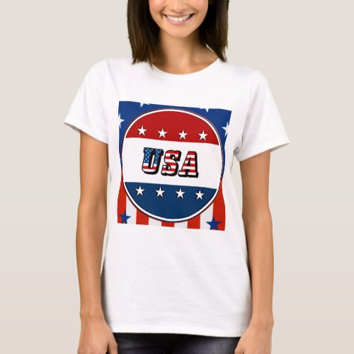 USA _ American Flag and Stars in Circle 2 T_Shirt
