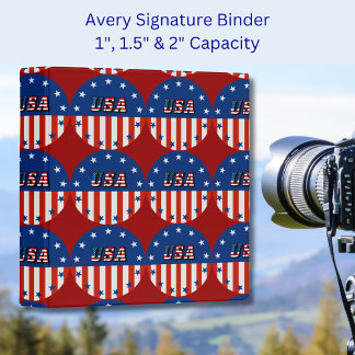 USA - American Flag and Stars in Circle 3 Ring Binder