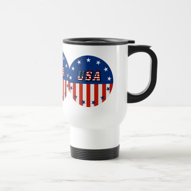 USA - American Flag and Stars in Circle Travel Mug (Right)