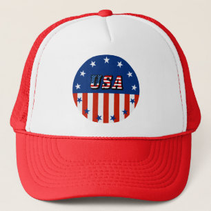USA - American Flag and Stars in Circle Trucker Hat