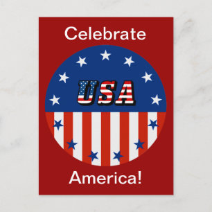 USA - American Flag and Stars in Circle, ZSSG Postcard