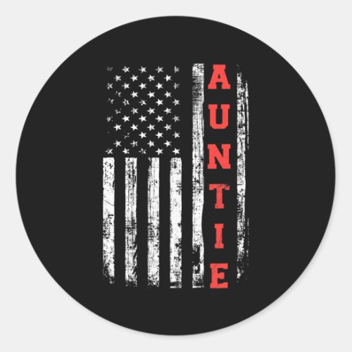 USA American Flag Auntie Aunt Retro Vintage  Classic Round Sticker