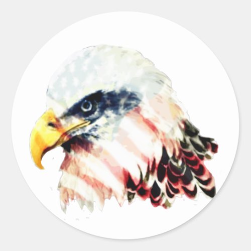 USA American Flag Bald Eagle Design Classic Round Sticker