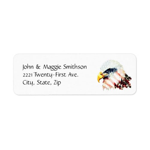 USA American Flag Bald Eagle Design Label