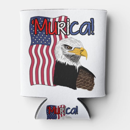 USA American Flag Bald Eagle Murica Funny Can Cooler