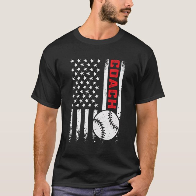 Usa American Flag Baseball Coach Patriotic 4Th Of  T-Shirt (Front)