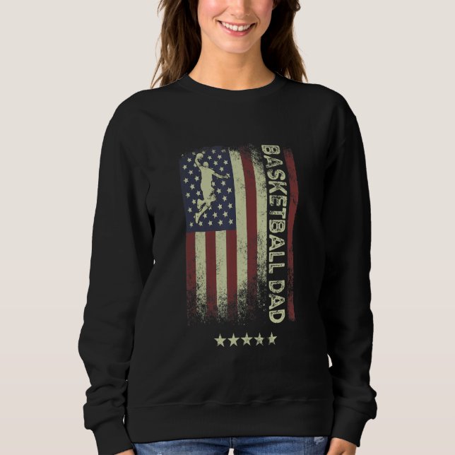 USA American Flag  Basketball Dad 1 Sweatshirt (Front)